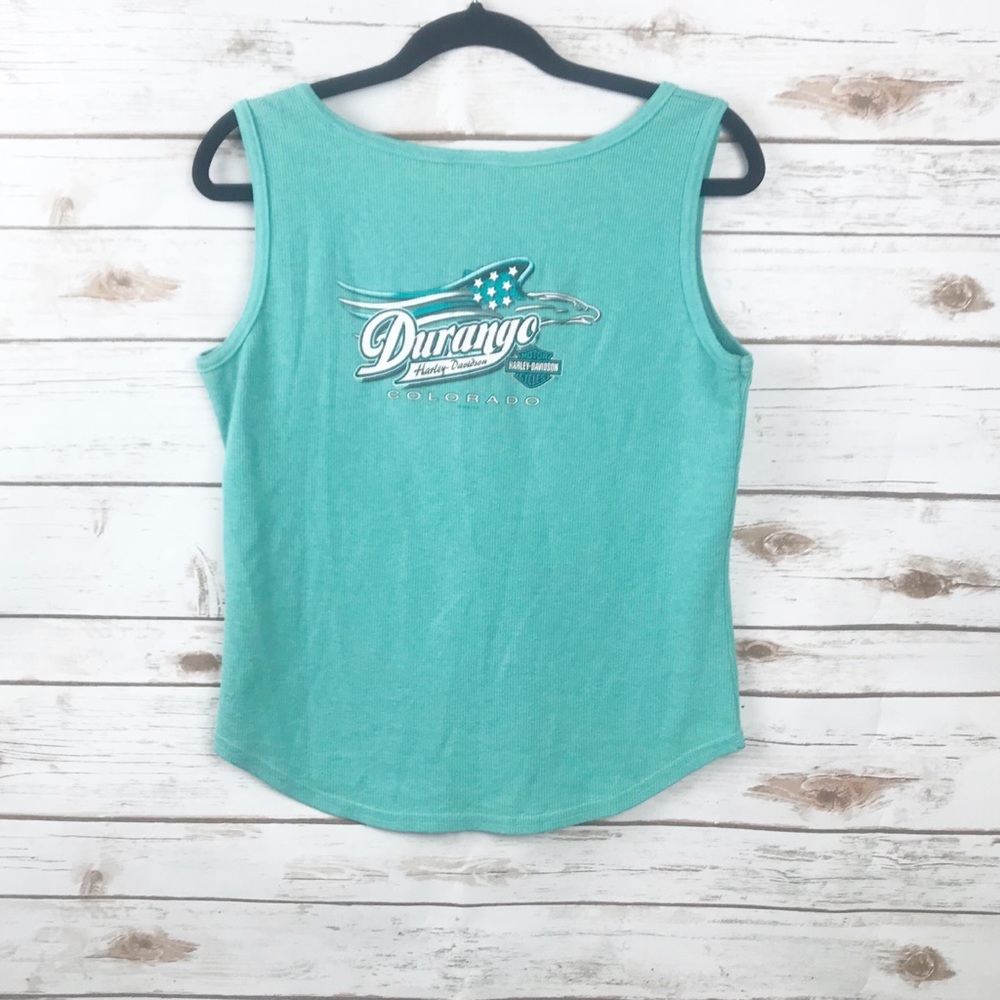 Harley Davidson Durango Teal Tank Top Sz Large